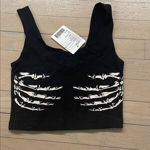 Urban Outfitters Black Skeleton Hand Crop Top